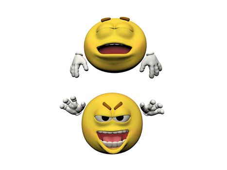 tired and angry emoticon isolated in white background