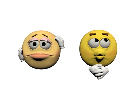 emoticon woman and man isolated in white background