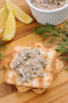 Appetizer   of pate herring (forshmak) on a cracker  