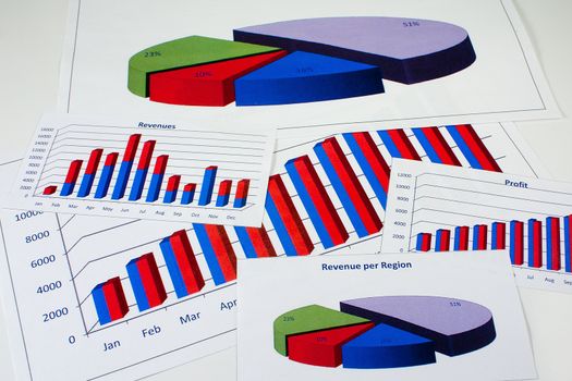 Financial management charts in vivid colors