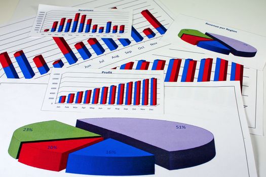 Financial management charts in vivid colors
