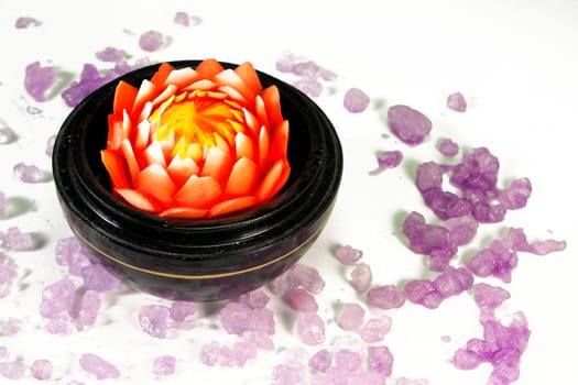 Aromatic blossom candle and purple sea salt