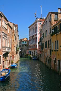 Small canal in the beautiful and romantic Venice