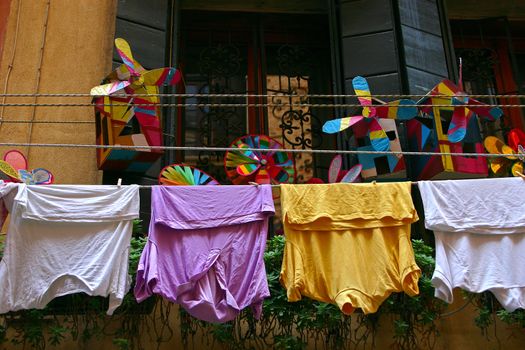 Colored laundry in the beautiful and romantic Venice