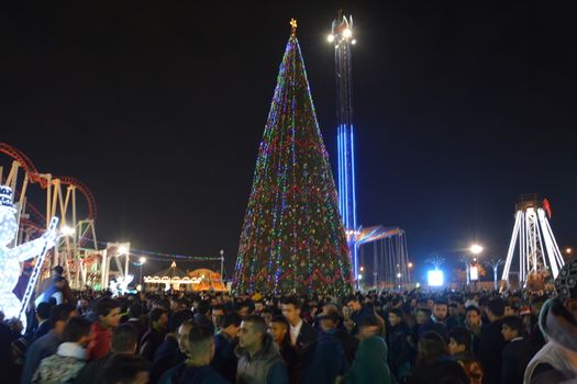 IRAQ, Baghdad: Thousands gather at Zwaraa Park in Baghdad on December 31, 2015, for New Year's Eve celebrations  in Iraq. 