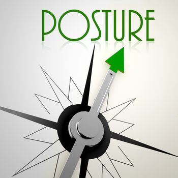 Posture on green compass. Concept of healthy lifestyle