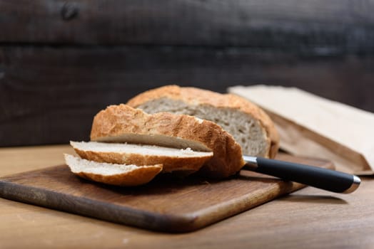 grain bread is sliced on the Board