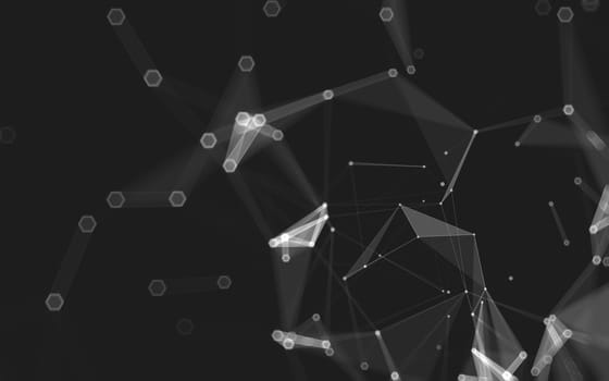 Abstract polygonal space low poly dark background with connecting dots and lines. Connection structure. 3d rendering