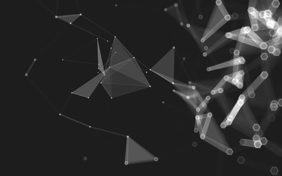 Abstract polygonal space low poly dark background with connecting dots and lines. Connection structure. 3d rendering