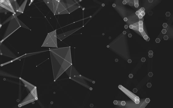 Abstract polygonal space low poly dark background with connecting dots and lines. Connection structure. 3d rendering