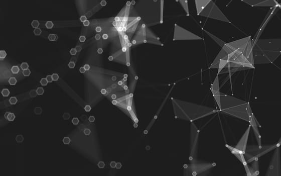 Abstract polygonal space low poly dark background with connecting dots and lines. Connection structure. 3d rendering