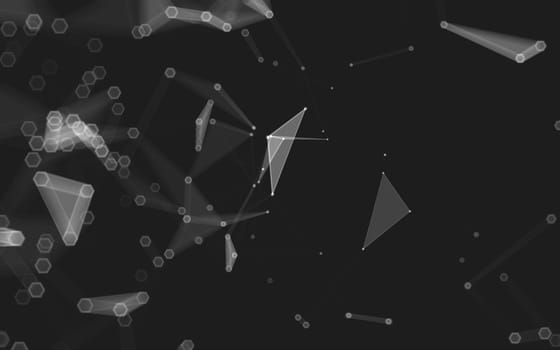 Abstract polygonal space low poly dark background with connecting dots and lines. Connection structure. 3d rendering