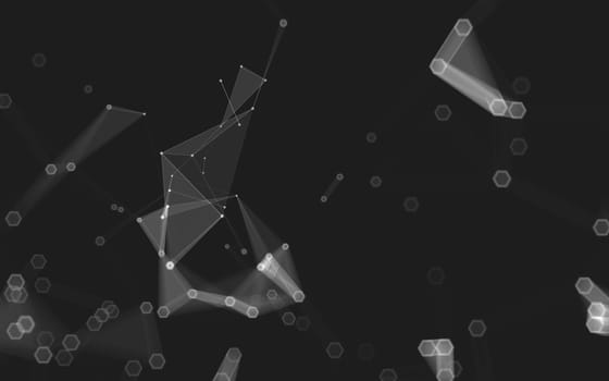 Abstract polygonal space low poly dark background with connecting dots and lines. Connection structure. 3d rendering