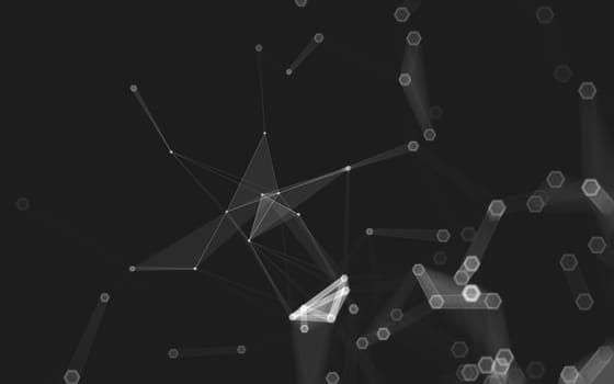 Abstract polygonal space low poly dark background with connecting dots and lines. Connection structure. 3d rendering