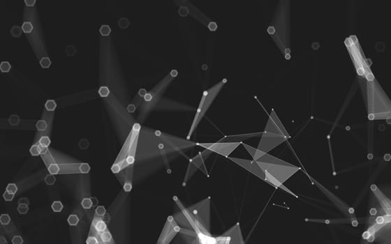 Abstract polygonal space low poly dark background with connecting dots and lines. Connection structure. 3d rendering