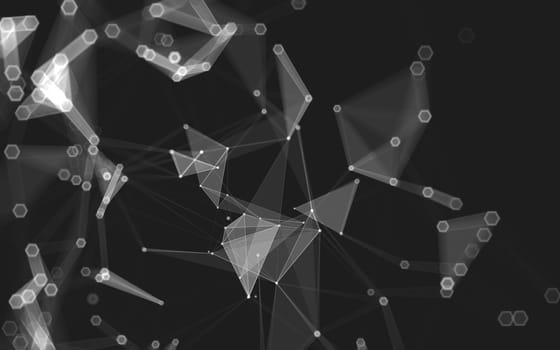 Abstract polygonal space low poly dark background with connecting dots and lines. Connection structure. 3d rendering