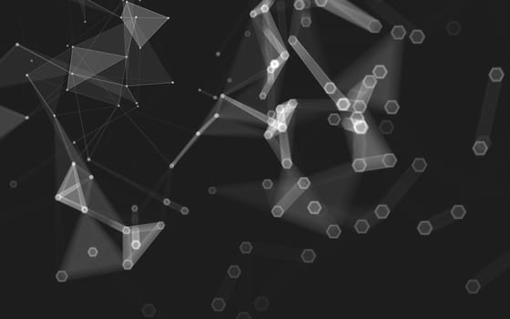 Abstract polygonal space low poly dark background with connecting dots and lines. Connection structure. 3d rendering