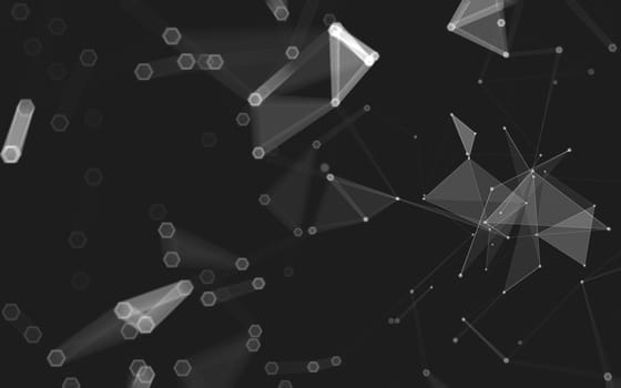 Abstract polygonal space low poly dark background with connecting dots and lines. Connection structure. 3d rendering