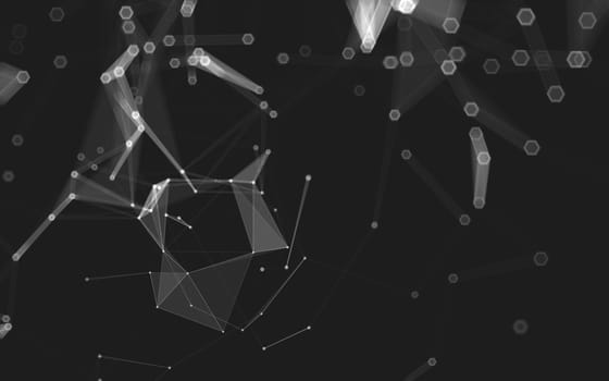 Abstract polygonal space low poly dark background with connecting dots and lines. Connection structure. 3d rendering