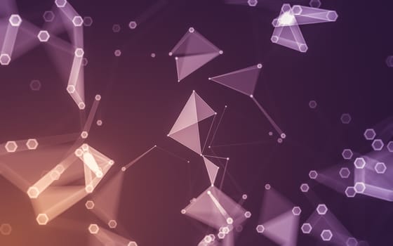 Abstract polygonal space low poly dark background with connecting dots and lines. Connection structure. 3d rendering