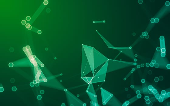 Abstract polygonal space low poly dark background with connecting dots and lines. Connection structure. 3d rendering