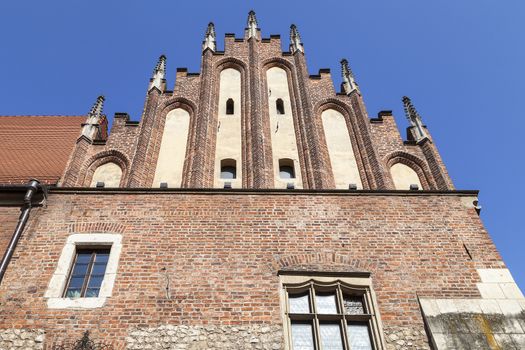 Gothic facade of Collegium Maius, Old Town,  Krakow, Poland.