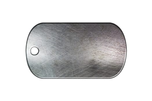 old metal dog tag on isolated white background.