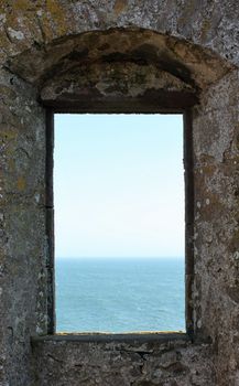 View from a vindow in Dunnottar castle in Stonehaven, Scotland