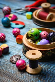 Set of various beads and costume jewellery for hobbies crafts