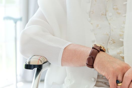 image of elderly woman in wheelchair close up