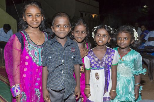 Pondicherry, Tamil Nadu, India - May 11, 2014 : Once month before birth of the baby, families celebrate the soon birth, with village people, offerings, ceremony, gifts