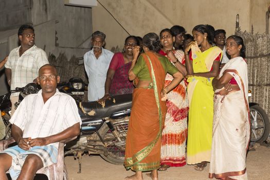 Pondicherry, Tamil Nadu, India - May 11, 2014 : Once month before birth of the baby, families celebrate the soon birth, with village people, offerings, ceremony, gifts