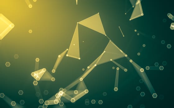 Abstract polygonal space low poly dark background with connecting dots and lines. Connection structure. 3d rendering