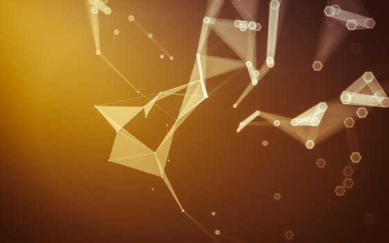 Abstract polygonal space low poly dark background with connecting dots and lines. Connection structure. 3d rendering