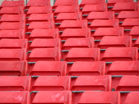 Perspective view of Stand Platform with Red Plastic Seats