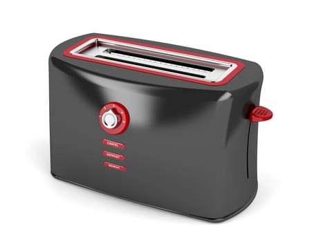 Black electric toaster on white background 