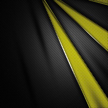 yellow and black carbon fiber background. 3d illustration material design. racing style.