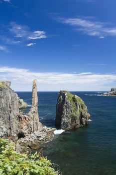 Beautiful, picturesque sea stack rock formations of Spillars Cove on Bonavista Peninsula in Newfoundland and Labrador.  It is near Dungeon Provincial Park.