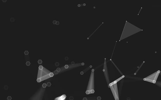 Abstract polygonal space low poly dark background with connecting dots and lines. Connection structure. 3d rendering