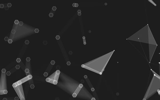 Abstract polygonal space low poly dark background with connecting dots and lines. Connection structure. 3d rendering