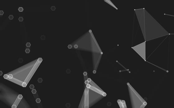 Abstract polygonal space low poly dark background with connecting dots and lines. Connection structure. 3d rendering