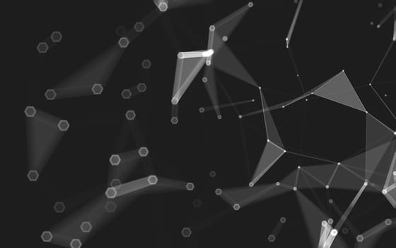 Abstract polygonal space low poly dark background with connecting dots and lines. Connection structure. 3d rendering