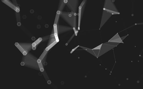 Abstract polygonal space low poly dark background with connecting dots and lines. Connection structure. 3d rendering