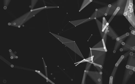 Abstract polygonal space low poly dark background with connecting dots and lines. Connection structure. 3d rendering