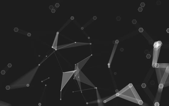 Abstract polygonal space low poly dark background with connecting dots and lines. Connection structure. 3d rendering