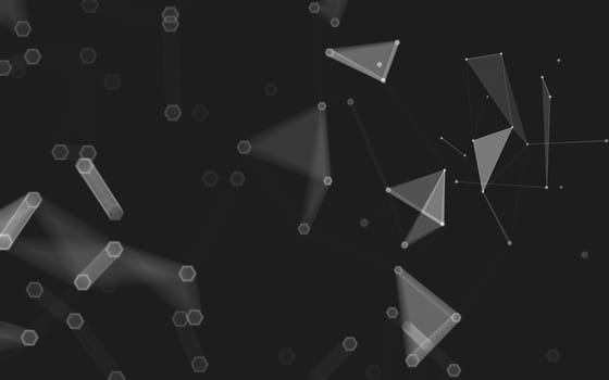 Abstract polygonal space low poly dark background with connecting dots and lines. Connection structure. 3d rendering