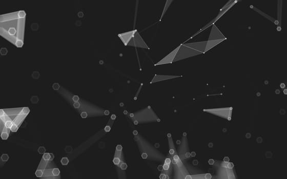 Abstract polygonal space low poly dark background with connecting dots and lines. Connection structure. 3d rendering