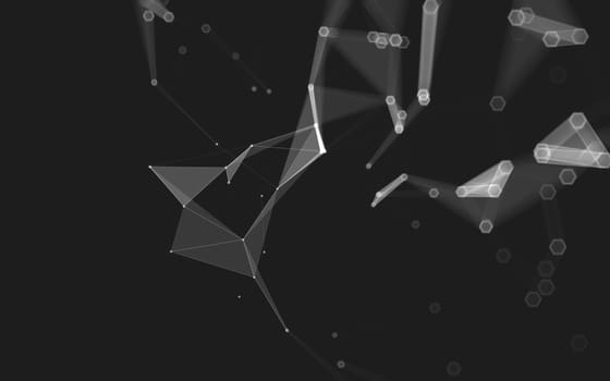 Abstract polygonal space low poly dark background with connecting dots and lines. Connection structure. 3d rendering