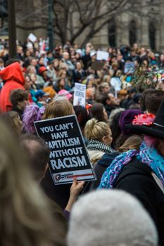 Protesters rally against the torture and detention of indigenous children in the Northern Territory. The rally was held outside the State Library.