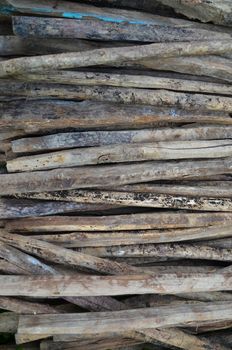 Natural wooden background - closeup of chopped firewood. Firewood stacked and prepared for winter Pile of wood logs